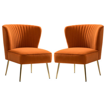 Upholstered Side Chair, Set of 2, Orange