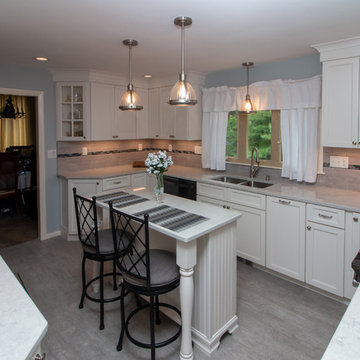 Transitional Chantilly Kitchen Remodel with Glacier Gray accent tile back splash