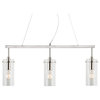 Effimero 3-Light Hanging Island Light Pendant With Clear Glass, Nickel, Small
