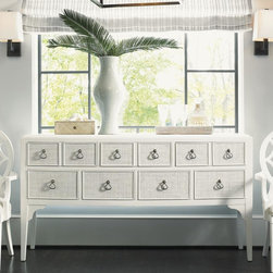 Ivory Key 7 Drawer Spanish Point Sideboard With Woven Raffia Drawer Fronts - Products