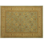 Bareens Designer Rugs - Turkish Knotted Istanbul Josphine Blue/ Tan Wool Rug - 9'2'' x 11'11'' - Designed with a mesmerizing intricate traditional motif this glorious hand knotted rug is a masterpiece that will fill any space with sophistication and grace. An exhilarating color pallet with an elaborate design, this masterpiece features luxurious hand spun wool with all vegetable dyes to add comfort and style to your decor. The design, color and beautiful chromatic composition with a sheen in traditional and transitional designs, exude beauty, elegance and quality make this rug a masterpiece of its own.