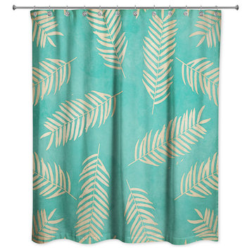 Teal Fern Pattern Shower Curtain
