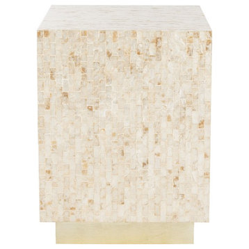 April Rectangle Mosaic Side Table Multi Beige/Gold