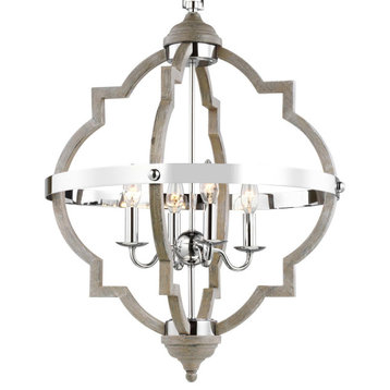 Roseto SGCH35075 Cooksville 4 Light 21"W Candle Style Chandelier - Washed Pine