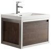 Laker 24 Wall Mounted Chrome Frame Vanity, Rosewood