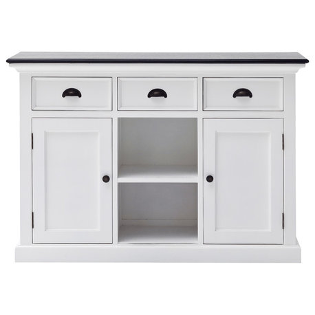 Modern Farmhouse Black And White Large Accent Cabinet