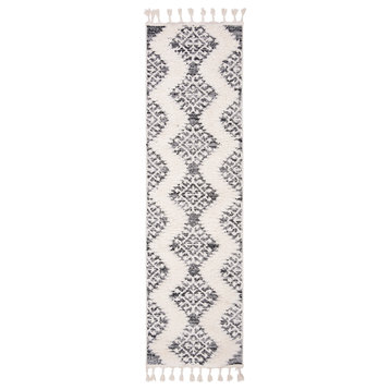 Safavieh Moroccan Tassel Shag MTS652F Rug, Ivory/Grey, 2'3" X 8'