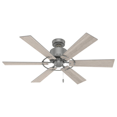 Hunter 52" Gilrock Matte Silver Ceiling Fan, Pull Chain