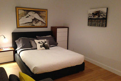 Bedroom - modern bedroom idea in Montreal