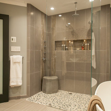 An Award Winning Oasis Master Bathroom Styled in Stone in Chantilly VA