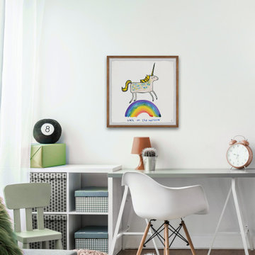 "Unicorn Rainbow Walk" Framed Painting Print