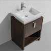 Levi Modern Bathroom Vanity With Cubby Hole, Rosewood, 24"