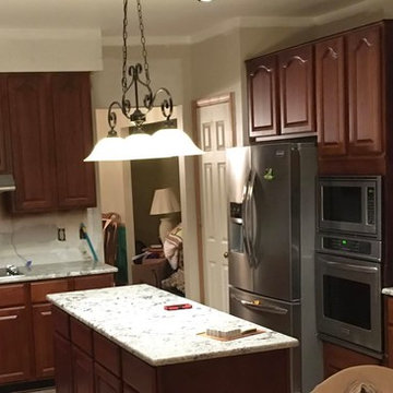 Cabinet Refinished From Oak to Cherry Chestnut