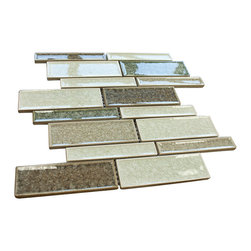 Green, White and Brown Glossy Crackle Crystal Mosaic Tiles Z Pattern - Home Accessories & Decor