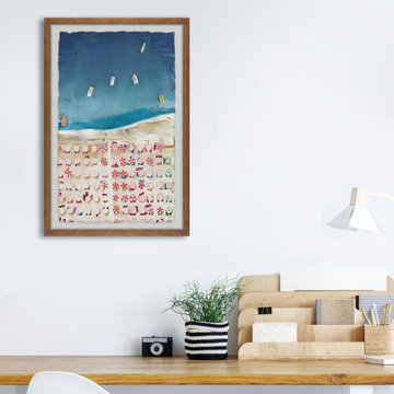 "Packed Beach II" Framed Painting Print