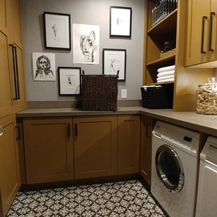 75 Beautiful U Shaped Laundry Room With Yellow Cabinets