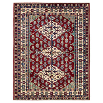 Tribal, One-of-a-Kind Hand-Knotted Area Rug Red, 5'2"x6'10"