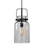 Uttermost - Lansing 8" Mini Pendant in Textured Black - Soft Industrial Simplicity Give This Mini Pendant It's Clean Look. Featuring Clear Glass With A Textured Black Finish. Includes 1-60 Watt Decorative Antique Style ST64 Bulb.  This light requires 1 , 100W Watt Bulbs (Not Included) UL Certified.
