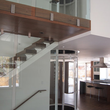 Glass Elevator in Staircase