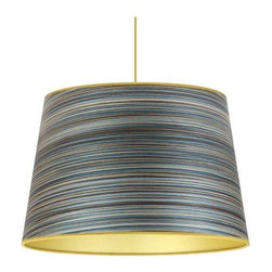Blue Stripe Cone Drum Pendant - Pendant Lighting
