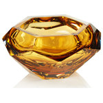 Zodax - Giacomo 4" Tall Hand Made Cut Polished Glass Bowl, Amber - Handmade with impeccable quality this crystalline glass bowl is a beautiful decoration empty but would also make ideal holders for succulent displays or romantic tealights.