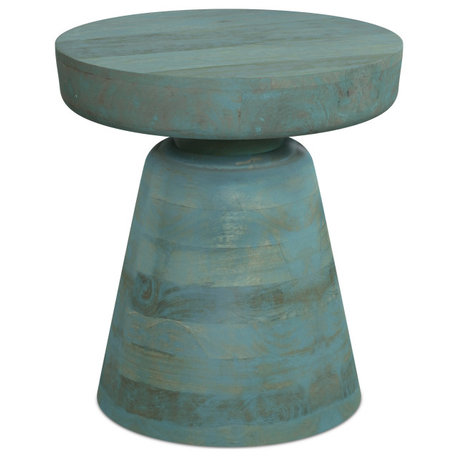 Robbie SOLID MANGO WOOD Accent Table, Teal Wash
