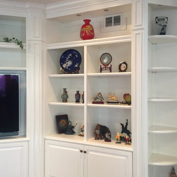 Irvine Li White Entertainment Wall Unit with Curved Corner Shelving