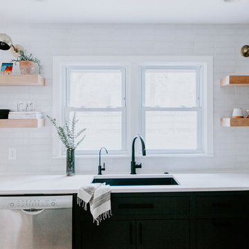 Counter-to-Ceiling White Brick Backsplash