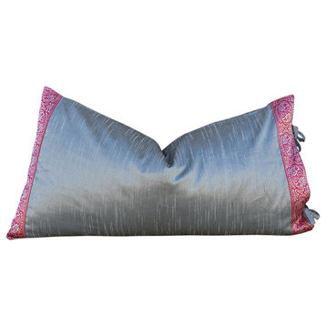 Saam Large Festive Indian Silk Queen Lumbar Pillow Cover