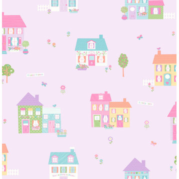 Happy Street Purple Houses Wallpaper, Bolt