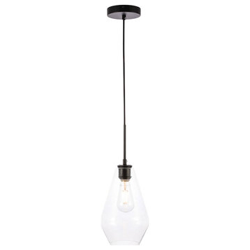 Living District Gene 1 Light Pendant, Black With Clear