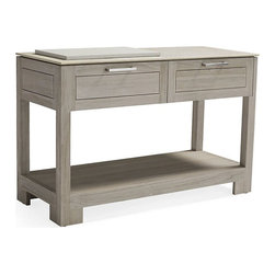 St. Kitts Console with Beverage Tub in Weathered Teak - Patio Furniture And Outdoor Furniture