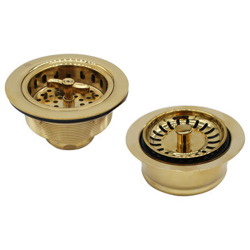 CO2155S Combo 3.5" Wing Nut Twist Style Large Kitchen Sink, Polished Brass