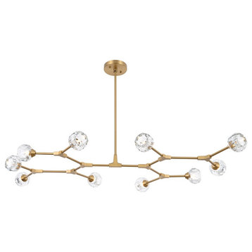 Zayne Ten Light Pendant in Gold And Clear