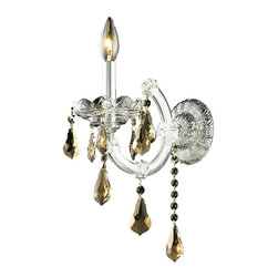 Elegant Lighting - Maria Theresa Golden Teak Crystal Sconce With 1-Light, Chrome, Royal Cut - Ceiling Lighting