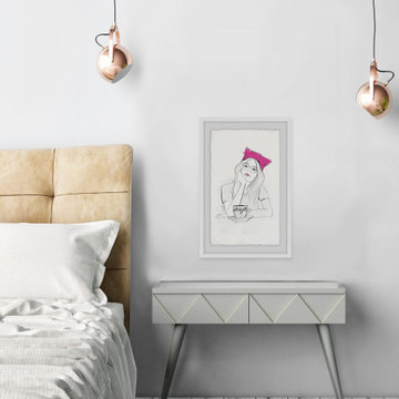 "Coffee and Deep Thoughts" Framed Painting Print