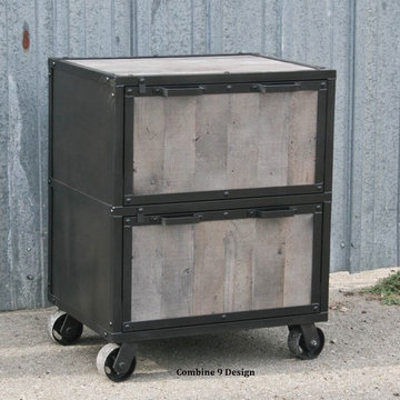 Modern Industrial File Cabinet. Reclaimed Vintage Wood. Filing Cabinet.
