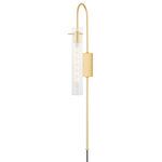 Mitzi by Hudson Valley Lighting - Nettie 1-Light Wall Sconce With Plug, Aged Brass Finish, Clear Glass - Features:
