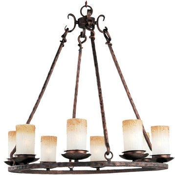 Eight Light Oil Rubbed Bronze Wilshire Glass Candle Chandelier