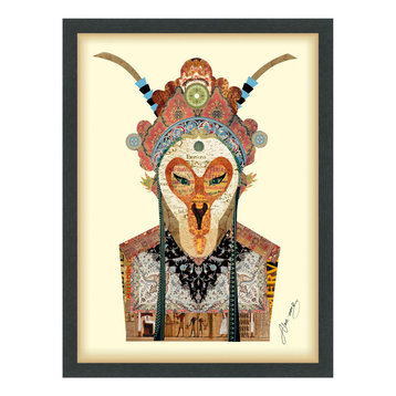 Beijing Opera Mask Dimensional Collage Framed Wall Art Under Glass