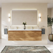 Subtle 72 Double Sink Wall Mounted Modern Vanity