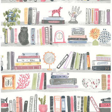 Painterly Pink Shelf Stories Novelty Peel & Stick Wallpaper Bolt