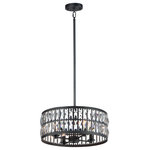 Maxim Lighting - Madeline 4-Light Pendant, Matte Black - Rectilinear Beveled Crystals bejewel a Matte Black frame creates stark contrast to this radiantly prismatic display of light. The bound crystal is fixed to the frame to reduce time spent dressing the fixture.