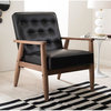 Sorrento Black Faux Leather Upholstered Wooden Lounge Chair