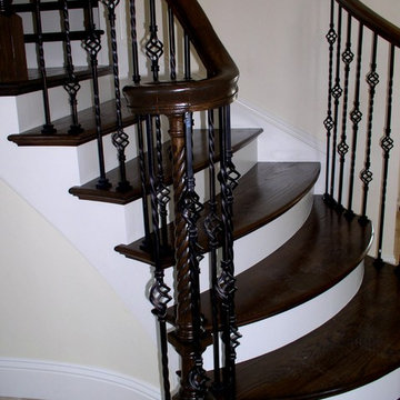 Twisted Iron Baskets & Wood Newels, Double Flared Bottom - Quail West