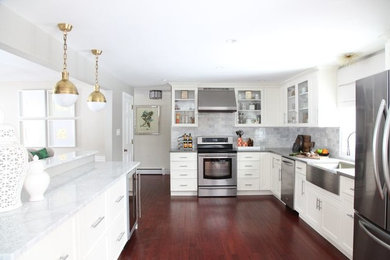 Example of a trendy kitchen design in Boston