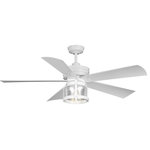 Progress Lighting - Midvale 5-Blade 56" AC Motor 2-Light Coastal Ceiling Fan, White - Offer a nostalgic appeal with the Midvale Collection 5-Blade White 56-Inch AC Motor Coastal Ceiling Fan.