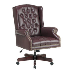 Office Star Deluxe High Back Traditional Executive Chair Jamestown Oxblood Vinyl - Office Chairs