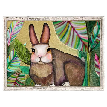"Carrot Cake Bunny In Leaves" Mini Framed Canvas by Eli Halpin