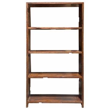 Rustic Raw Old Wood Open Shelf Brown Bookcase Display Cabinet Hcs6932